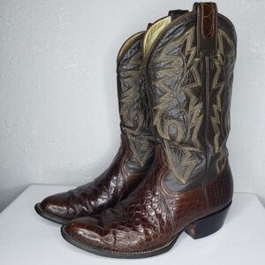 VINTAGE MONTANA Gator Belly Boots Cowboy Western Exotic Mens Size 8 D